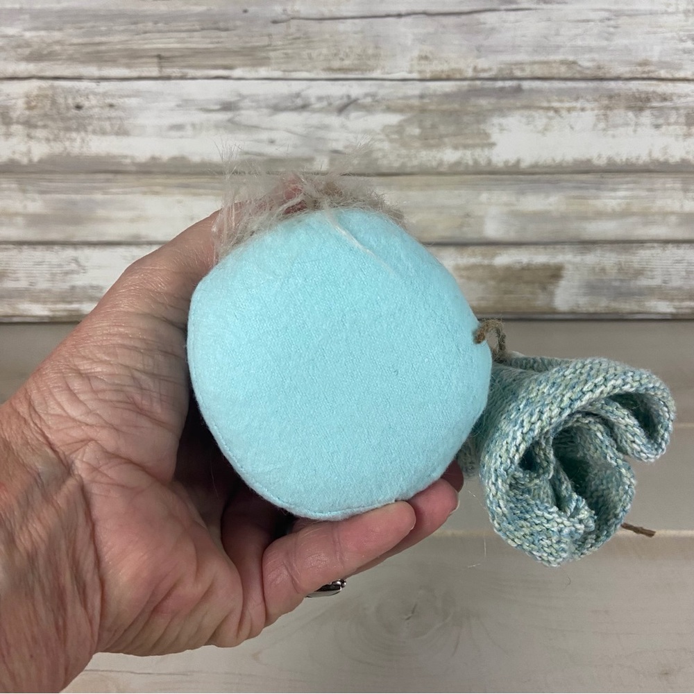 Gnome Beach Theme Aqua Flannel Sea Shells Coastal Home Decor Faux Fur Bows - Picture 7 of 11